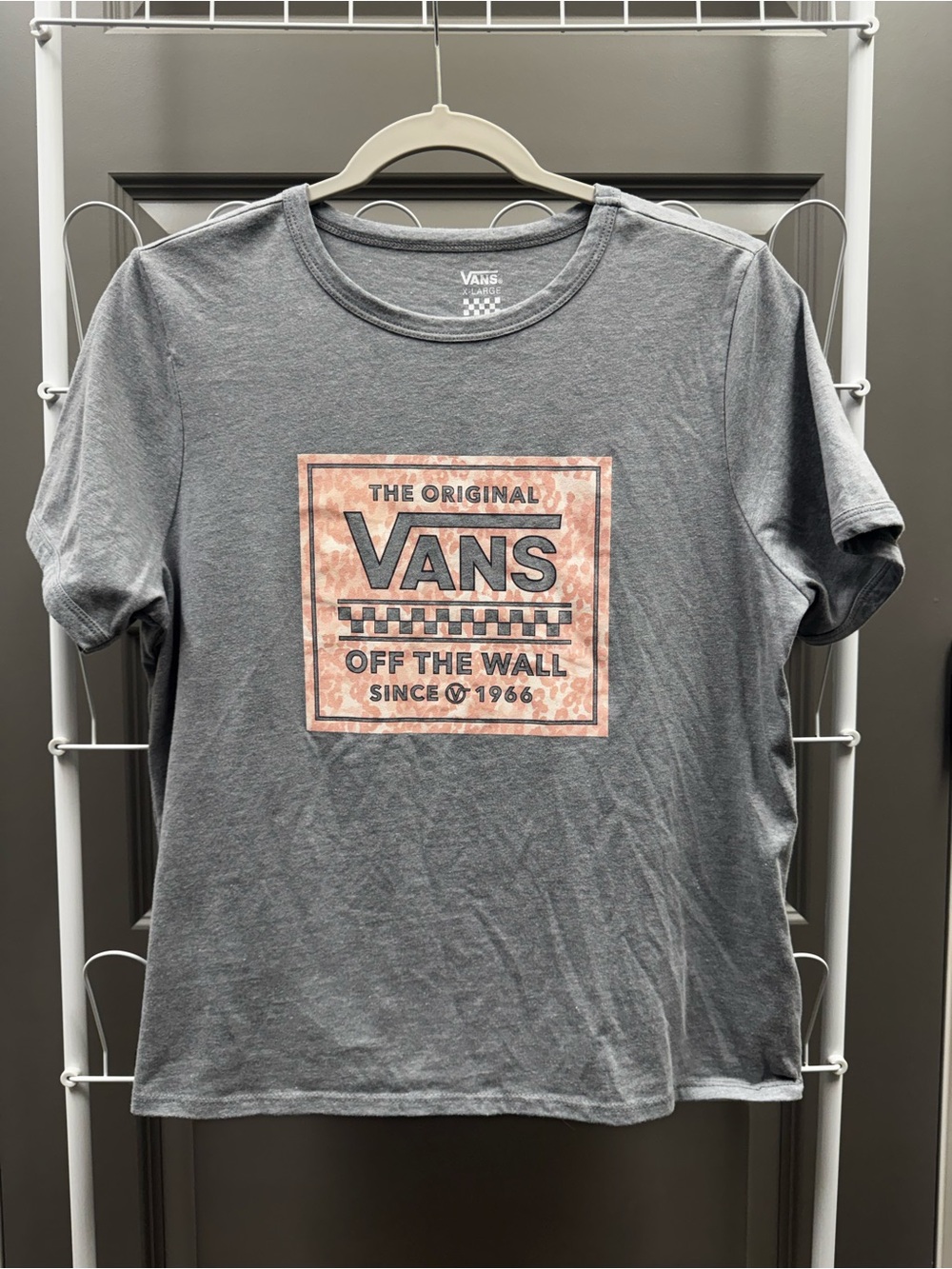 Vans Gray Tee with Peach Logo Graphic